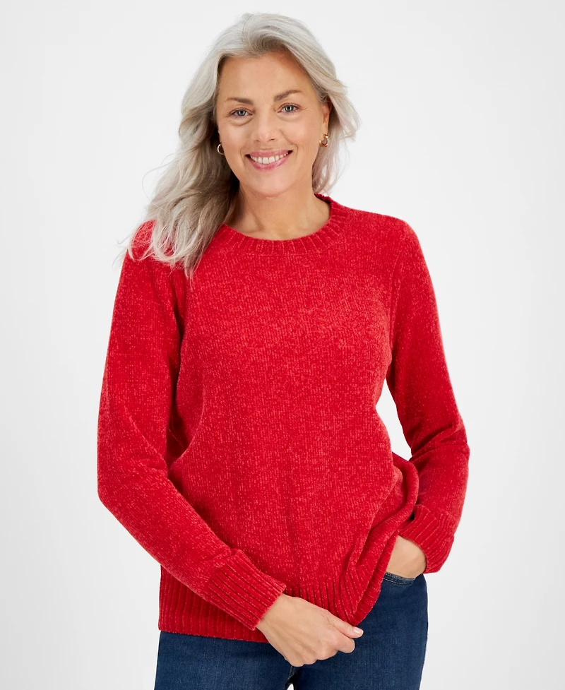 Style & Co Women's Crewneck Chenille Long-Sleeve Sweater, Created for Macy's