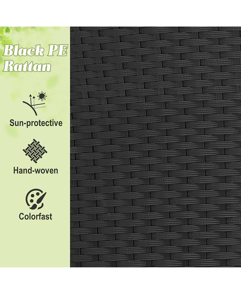 Sugift Clamshell Patio Round Daybed Wicker with Retractable Canopy and Pillows