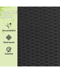 Sugift Clamshell Patio Round Daybed Wicker with Retractable Canopy and Pillows