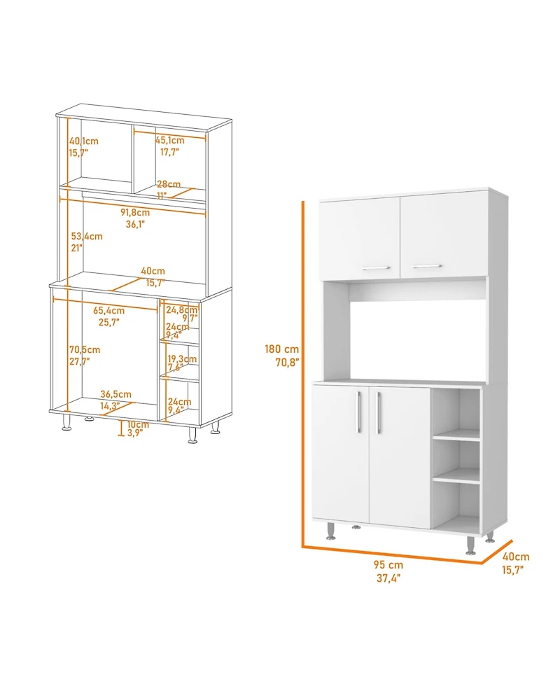 Fm Furniture Colorado Pantry Cabinet White
