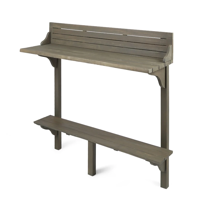 Simplie Fun Acacia Wood Balcony Bar Table, Gray