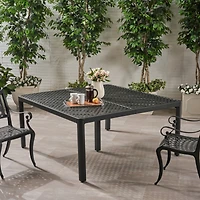 Streamdale Modern Woven Aluminum Dining Table, Antique Matte Black