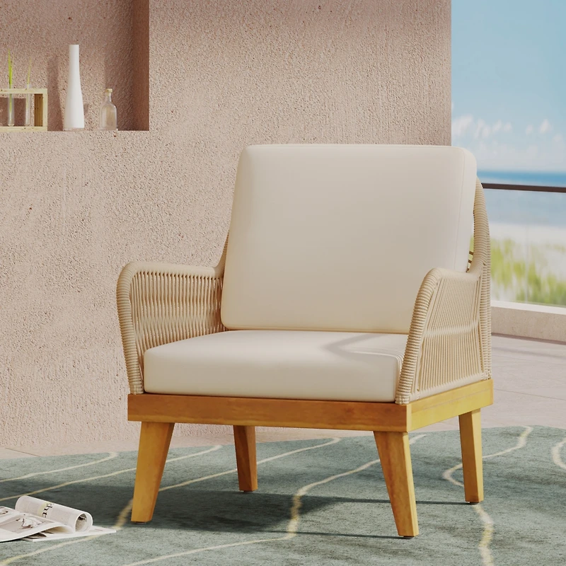 Streamdale Annisa Acacia Wood Rope Weave Club Chair