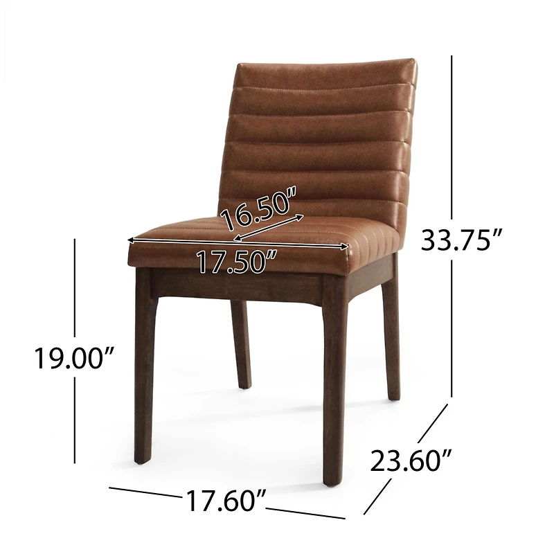 Streamdale Furniture Mid-Century Modern Dining Chair Set With Channel Stitching And Splayed Legs