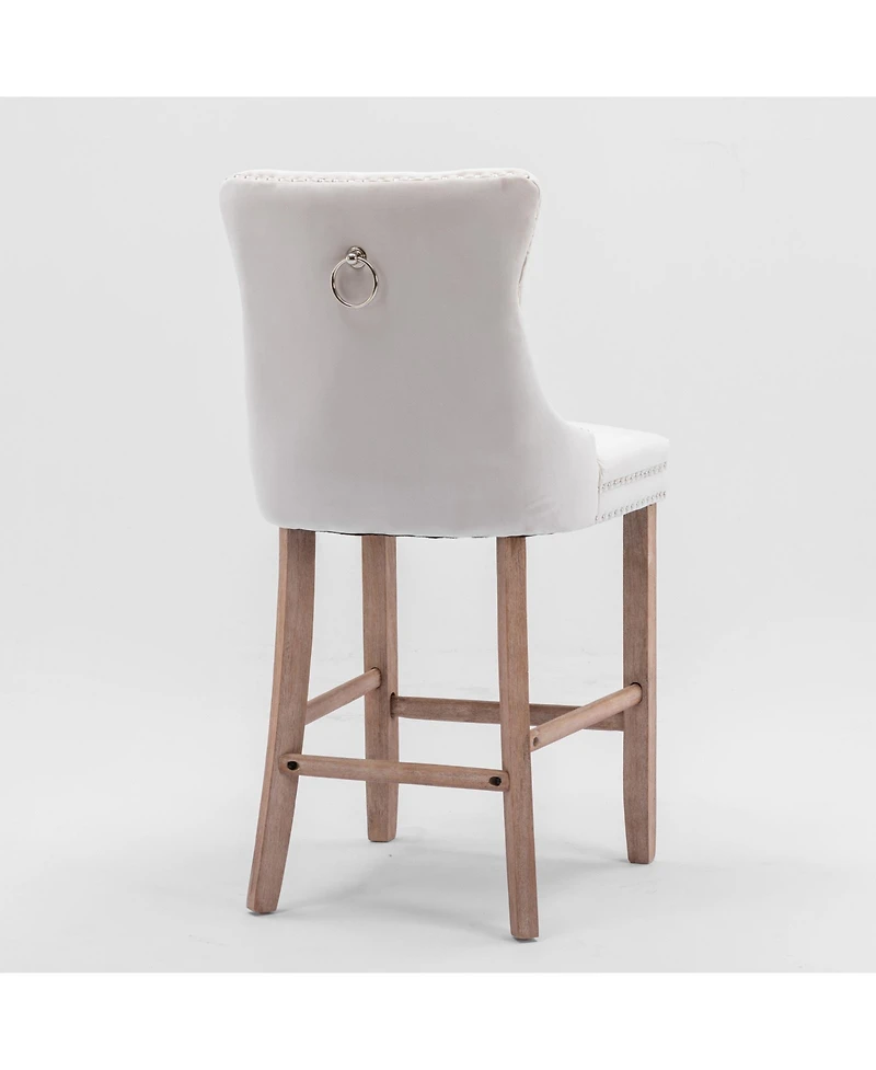 Streamdale Furniture Velvet Barstools with Button Tufted Backrest and Chrome Trim (Set Of 2)