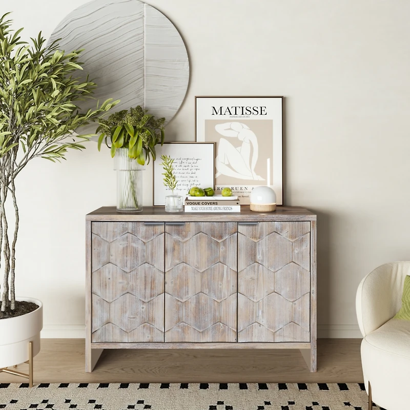 Streamdale 3 Door Wooden Accent Cabinet Sideboard Buffet