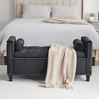 Streamdale Velvet Queen Bedside Bench with Armrests