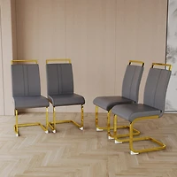 Streamdale Furniture Modern Faux Leather Dining Chairs with Golden Metal Legs (Set of 4)