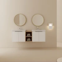 Streamdale Wall-Mount Vanity with Dual Ceramic Sink and Storage