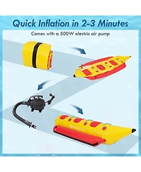 Costway 3-Person Inflatable Banana Boat with Boating and Water Sports Electric Air Pump