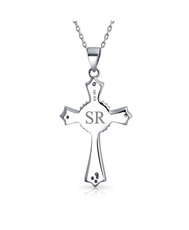Bling Jewelry Silver Opal Cz Cross Pendant Necklace 18in Chain