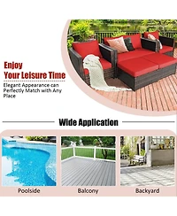 Slickblue 5 Pieces Patio Cushioned Rattan Furniture Set