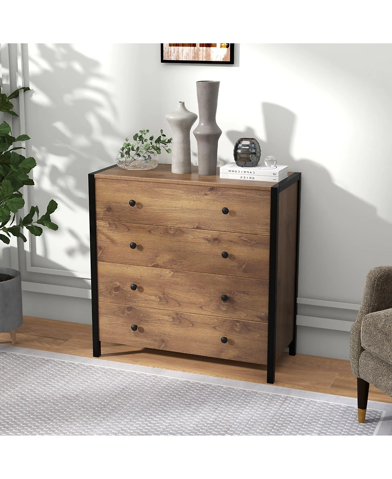 Slickblue 4-Drawer Dresser Modern Wooden Chest of Drawers for Bedroom Living Room