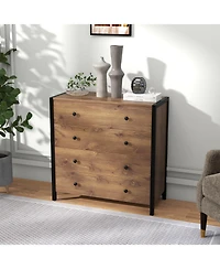 Slickblue 4-Drawer Dresser Modern Wooden Chest of Drawers for Bedroom Living Room