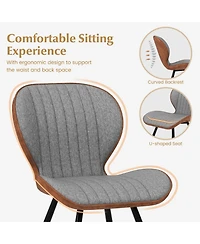 Slickblue Set of 2 Armless Dining Chair Modern Accent Chairs with Curved Backrest-Grey