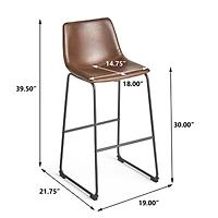 Streamdale Set Of 2 Vintage Brown 30" Faux Leather Barstools