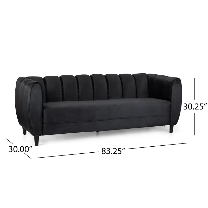 Streamdale Furniture Miranda Velvet Sofa: Modern Glam With Channel Stitching