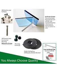Streamdale Awning Canopy 59"W x 34"D, 0.137" Solid Polycarbonate, Aluminum Alloy