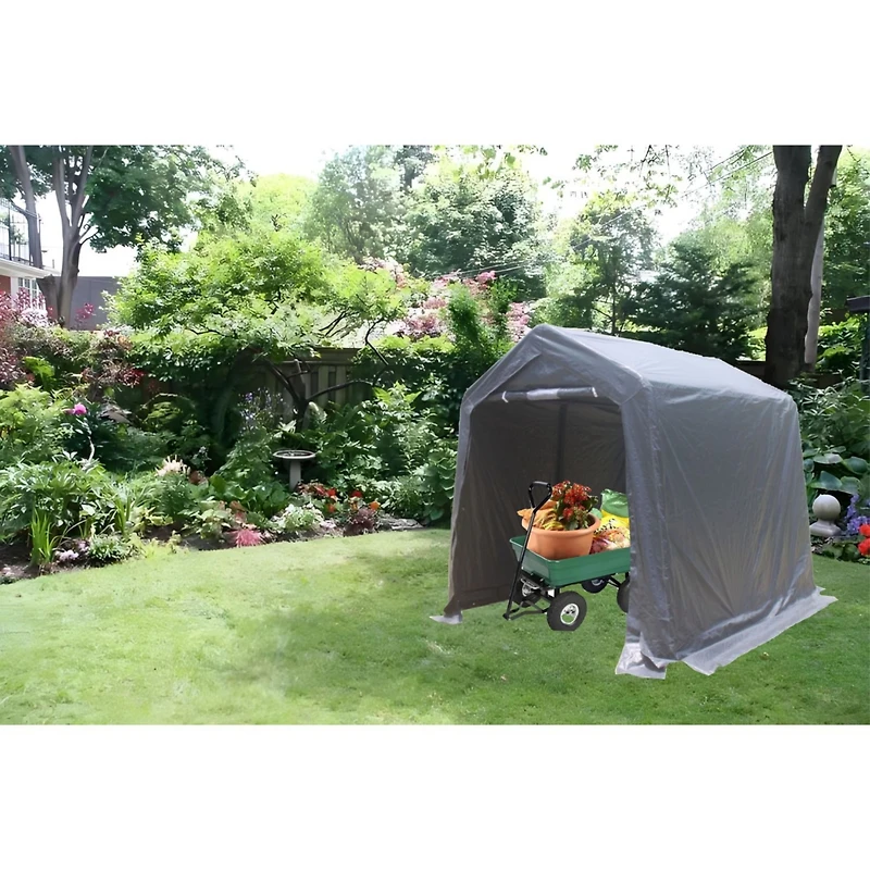 7x8FT Outdoor Storage Shed for Motorcycle, Atv, Tools, Grey