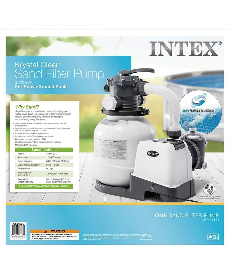Intex 2100 Gph Above Ground Pool Sand Filter Pump w/ Deluxe Pool Maintenance Kit