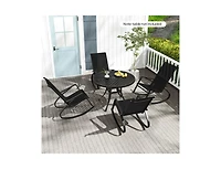 Slickblue 2 Pieces Patio Rocking Chairs Outdoor Sling Fabric Rockers with Ergonomic Backrest and Seat-Black