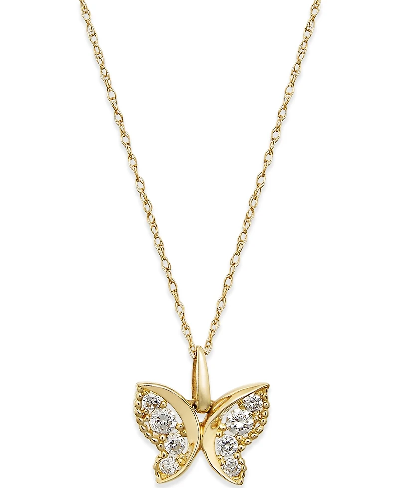 Cubic Zirconia Butterfly Pendant Necklace in 10k Gold