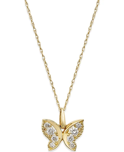 Cubic Zirconia Butterfly Pendant Necklace in 10k Gold