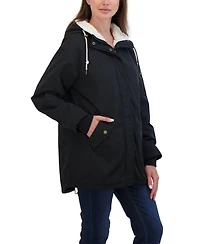Sebby Juniors' Flight Satin 3/4 Cozy Lined Hooded Jacket