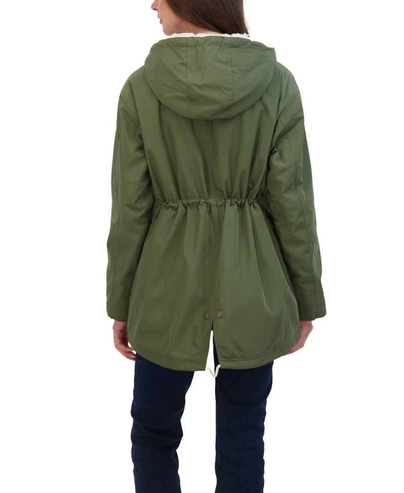 Sebby Juniors' Flight Satin 3/4 Cozy Lined Hooded Jacket