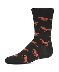 Memoi Boys Galloping Horse Cotton Crew Socks