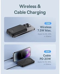 Baseus Wireless Portable Charger Magnetic Power Bank 5000mAh MagSafe Charger, Purple