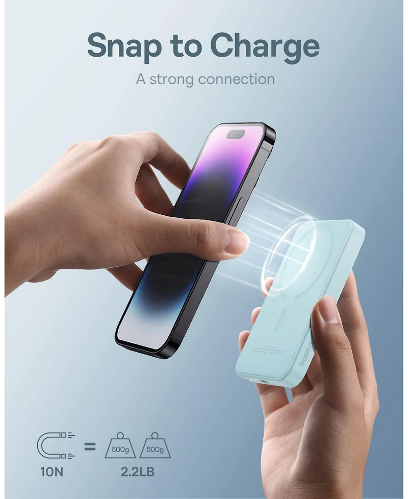 Baseus Wireless Portable Charger Magnetic Power Bank 5000mAh MagSafe Charger, Purple