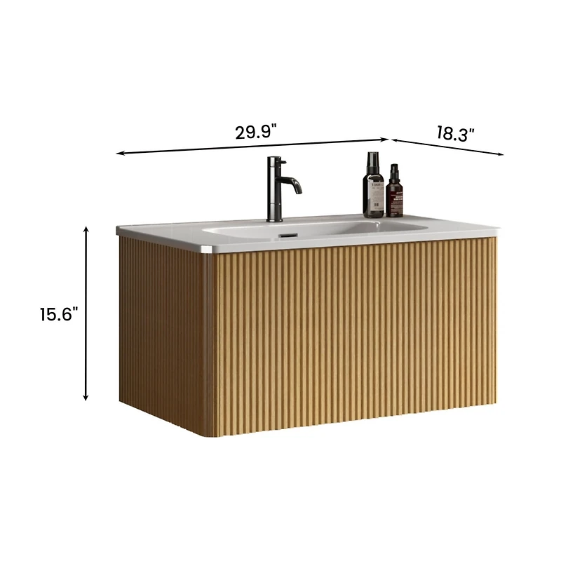 Streamdale Etna 30" Striped Oak Vanity w/ White Ceramic Sink