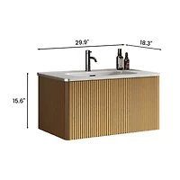 Streamdale Etna 30" Striped Oak Vanity w/ White Ceramic Sink