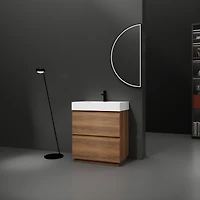 Streamdale Modern 30" Bathroom Vanity with Single Sink, Double Drawer, Brown