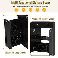 Streamdale 30" Black Bathroom Vanity with Ceramic Sink, Ample Storage