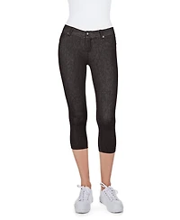 MeMoi Women's Denim Zipper Capri Cotton Blend Jean Leggings
