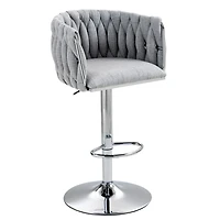 Streamdale 360 Swivel Bar Stools with Woven Back & Footrest (Set Of 2)
