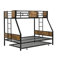 Simplie Fun Twin Over Full Bunk Bed with Trundle, Guardrails, Storage