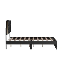 Streamdale Queen Size Upholstered Bed with Led Lights and Sparkling Decor