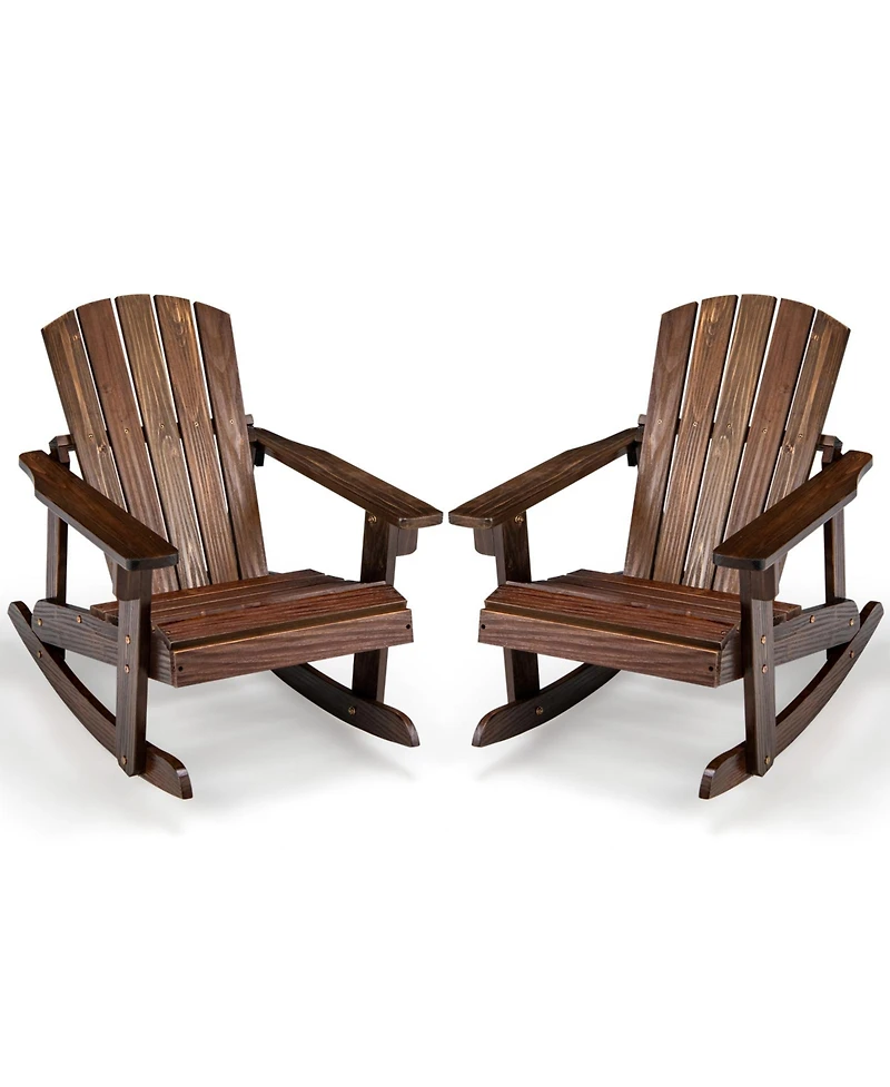 Slickblue Outdoor Wooden Kid Adirondack Rocking Chair with Slatted Seat