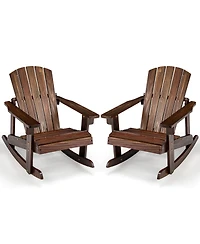 Slickblue Outdoor Wooden Kid Adirondack Rocking Chair with Slatted Seat