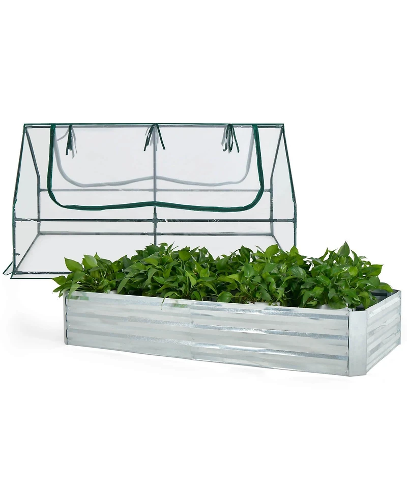 Slickblue Galvanized Raised Garden Bed with Greenhouse