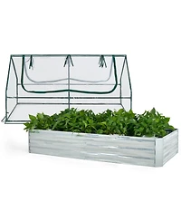 Slickblue Galvanized Raised Garden Bed with Greenhouse