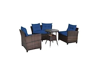 Slickblue 4 Pieces Outdoor Cushioned Rattan Furniture Set