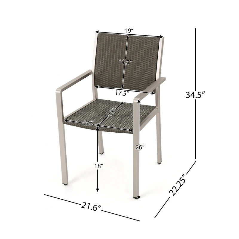 Streamdale Furniture Modern Aluminum Outdoor Wicker Dining Chairs (Set Of 2)