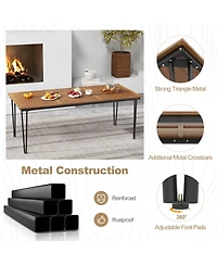 Slickblue 79 Inch 8-Person Outdoor Dining Table with 1.9 Inch Umbrella Hole