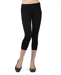 MeMoi Women's Light Ponte Cotton Blend Capri Leggings