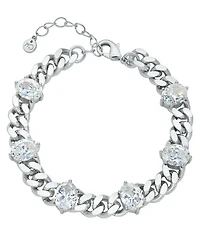 And Now This Clear Cubic Zirconia Station Bracelet