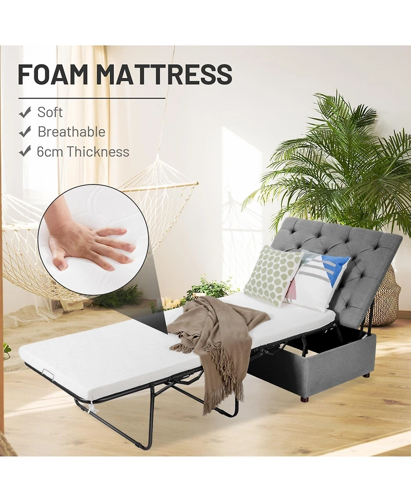 Folding Ottoman Sleeper Bed with Mattress Convenient Guest and Office Nap Solution
